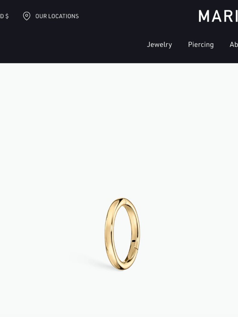 Maria Tash Plain Gold Hoop Earring 16g 6.5mm
